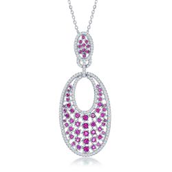 Lab-created Rubies Multi-stone Sterling Silver Oval Pendant Lab-created Rubies Multi-stone Sterling Silver Oval Pendant